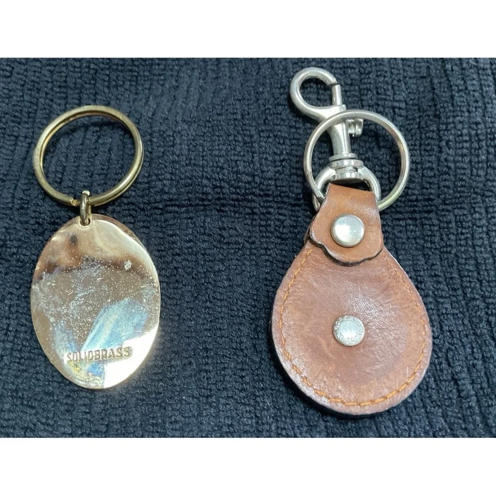 Vintage Lot Of 2 Keychains * Solid Brass Chevrolet W/Emblem & Liberty Island, NY